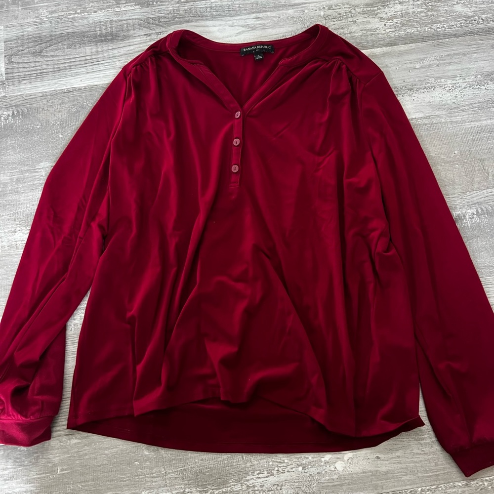 Long Sleeve Red Banana Republic Henley